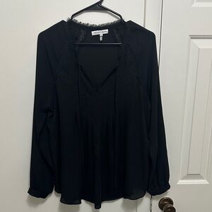 Heartloom Black Blouse with Lace Trim